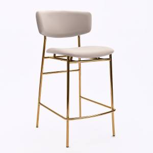 Дизайнерский полубарный стул Марко серый, основание золото