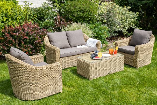 "Кон Панна" лаунж-зона из искусственного ротанга, цвет соломенный "Кон Панна" лаунж-зона из искусственного ротанга, цвет соломенный