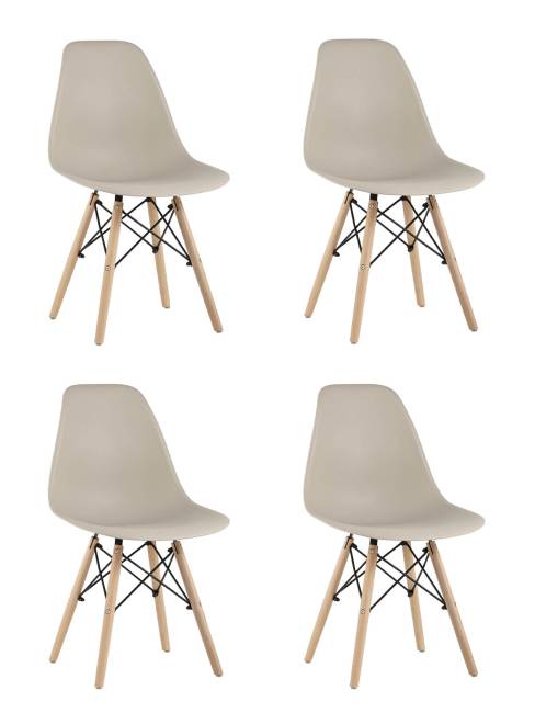 Стул Eames Style DSW бежевый x4 (разборный каркас)