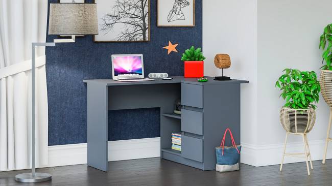 Угловой компьютерный стол Мори МС-16 правый цвет графит