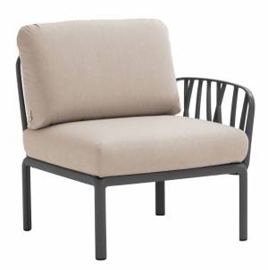 Модуль правый/левый пластиковый с подушками Komodo Elemento Terminale DS/SX антрацит, холст 745х780х900 мм