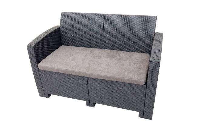 АРИЗОНА / ARIZONA b:rattan, Диван двухместный, антрацит (2-х местная подушка)