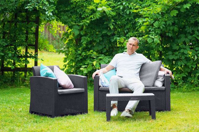 АРИЗОНА / ARIZONA b:rattan, Диван двухместный, антрацит (2-х местная подушка)