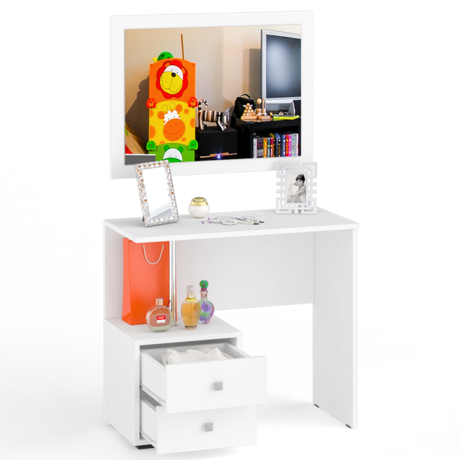 Стол косметический с зеркалом Камелия цвет белый Стол косметический с зеркалом Камелия цвет белый