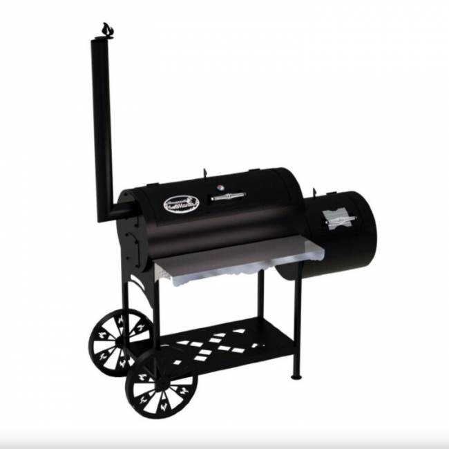 Гриль-Смокер XXL, из стали толщиной 4 мм, с топкой справа, в термостойкой покраске Гриль-Смокер XXL, из стали толщиной 4 мм, с топкой справа, в термостойкой покраске