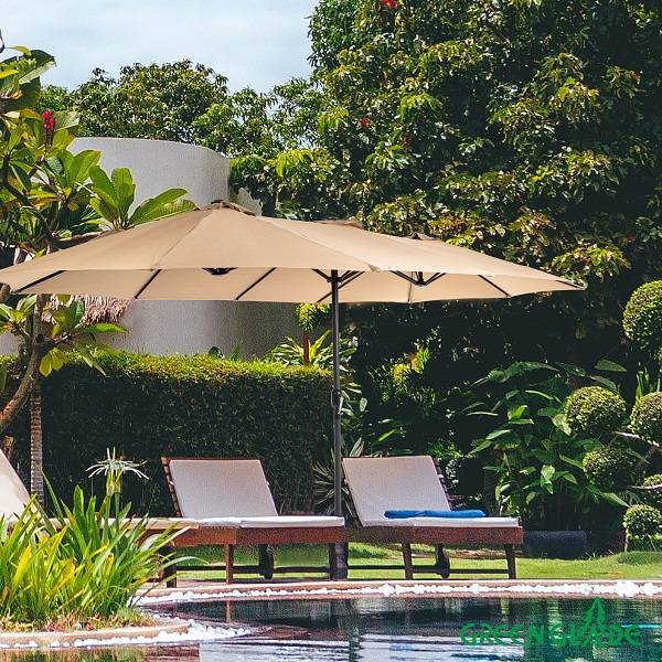 Зонт садовый Green Glade 4333 светло-коричневый с крестовиной