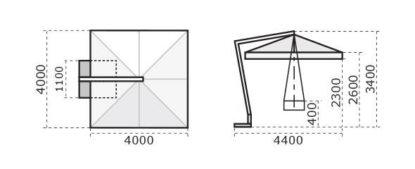 Зонт профессиональный 4х4 м Leonardo Braccio антрацит, слоновая кость 4000х4000 мм Зонт профессиональный 4х4 м Leonardo Braccio антрацит, слоновая кость 4000х4000 мм