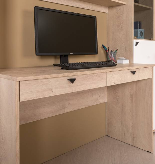 Рабочий стол с полкой и шкафом Бостон цвет дуб эндгрейн элегантный/фасады МДФ милк рикамо софт Рабочий стол с полкой и шкафом Бостон цвет дуб эндгрейн элегантный/фасады МДФ милк рикамо софт