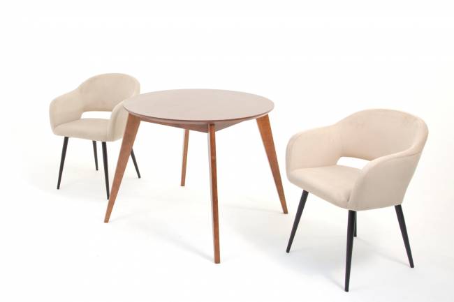 Стол Сканди К 100 орех с креслами Пичч велюр бежевый Стол Сканди К 100 орех с креслами Пичч велюр бежевый