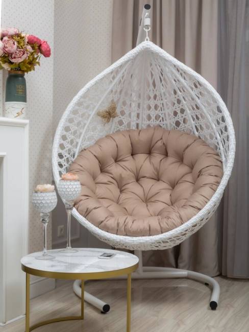 Подвесное кресло из искусственного ротанга "AF-412A-XL", белый