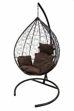 Кресло подвесное Сфера (стойка+осн.КОРИЧ.,корзн.корич.,подуш.корич. )