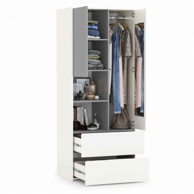 Шкаф для одежды Торонто 13.333 цвет белый шагрень/стальной серый