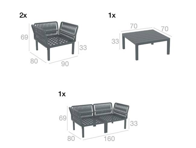 Комплект пластиковой мебели Portofino Lounge темно-серый, светло-коричневый Комплект пластиковой мебели Portofino Lounge темно-серый, светло-коричневый