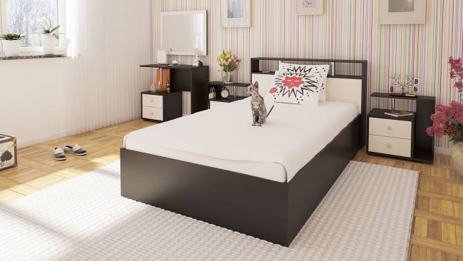 Кровать 1200 Камелия + две тумбы цвет венге/дуб лоредо