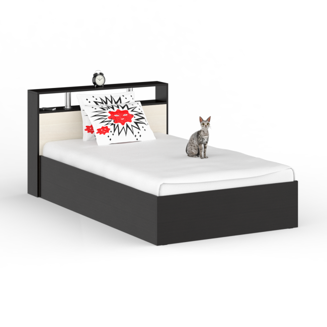 Кровать 1200 Камелия + две тумбы цвет венге/дуб лоредо