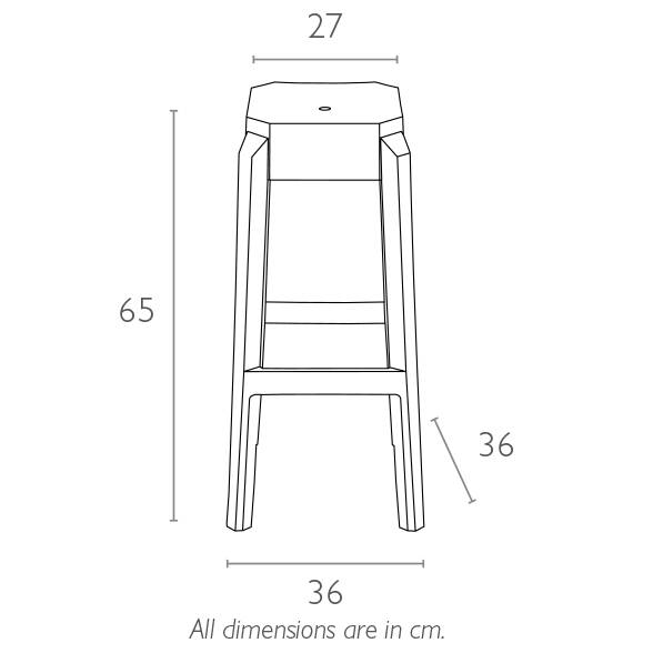 Табурет прозрачный полубарный Fox 65 черный 360х360х650 мм