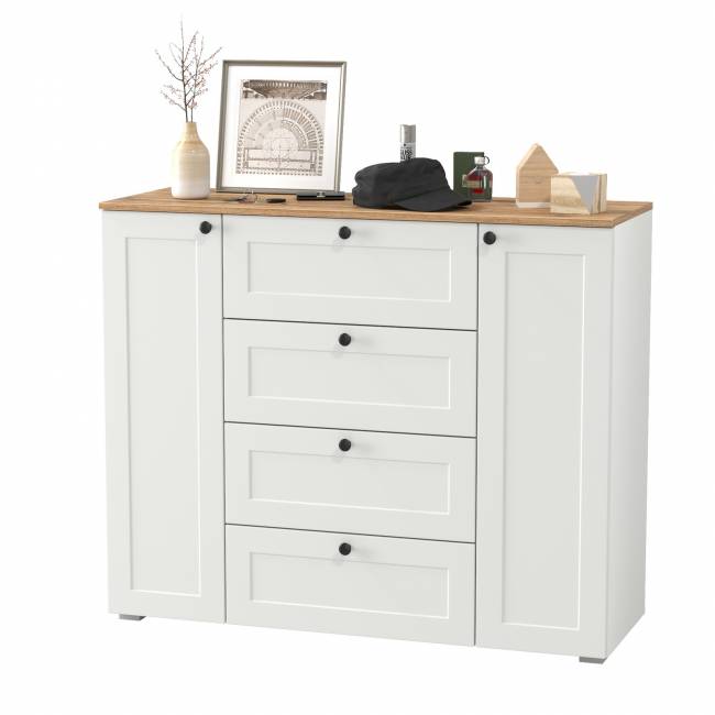 Комод Остин 16.221 цвет белый шагрень/дуб крафт золотой Комод Остин 16.221 цвет белый шагрень/дуб крафт золотой