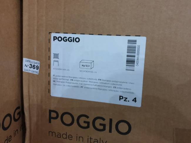 Табурет пластиковый Poggio белый 490х415х440 мм