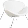 Кресло дизайнерское DOBRIN EMILY, белый винил YP17, хромированная сталь