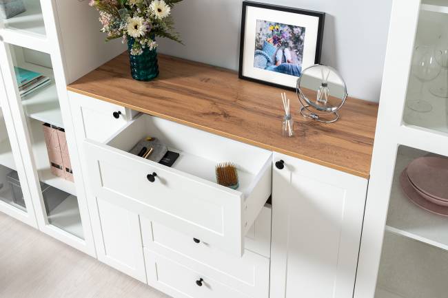 Шкаф-витрина 2-х дверный Остин 16.394.02 цвет белый шагрень/дуб крафт золотой Шкаф-витрина 2-х дверный Остин 16.394.02 цвет белый шагрень/дуб крафт золотой