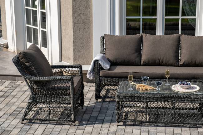 "Гранд Латте" лаунж-зона из искусственного ротанга, цвет графит "Гранд Латте" лаунж-зона из искусственного ротанга, цвет графит