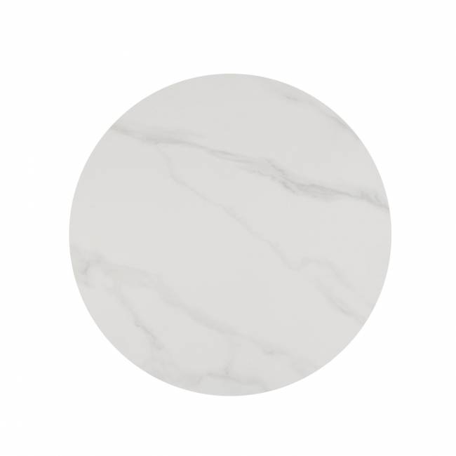 Стол Тулип D90, столешница керамика белый мрамор /опора белый