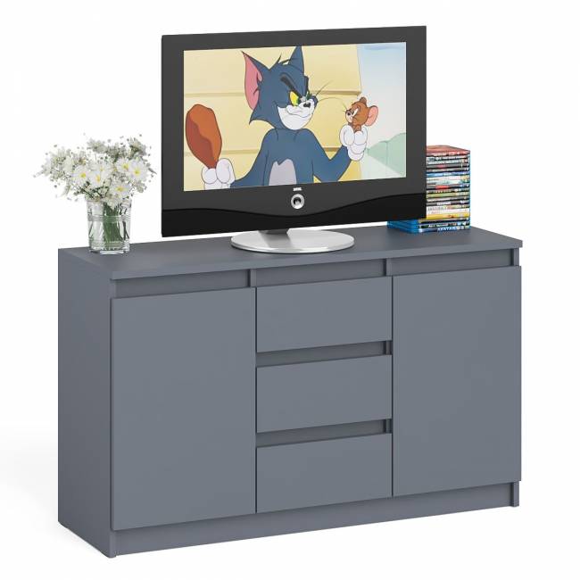 Комод-тумба три ящика и две дверки Мори МК1200.3 цвет графит