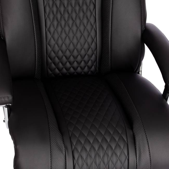 Кресло Траст/Trust (макс) кож/зам, черный/черный стеганный/черный, 36-6/36-6/36-6/06 черный/черный стеганный/черный кож/зам