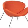 Кресло дизайнерское DOBRIN EMILY, оранжевая ткань AF, хромированная сталь