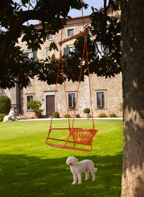 Качели плетеные Lisa Swing терракотовый, оранжевый 730х650х1750 мм Качели плетеные Lisa Swing терракотовый, оранжевый 730х650х1750 мм