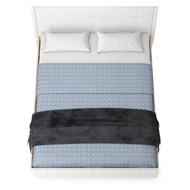 Кровать Муссон 11.28 цвет дуб эндгрейн элегантный/искусственная кожа белая