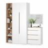 Комплект Муссон Шкаф + Стеллаж + Комод + Зеркало цвет белый/дуб эндгрейн элегантный
