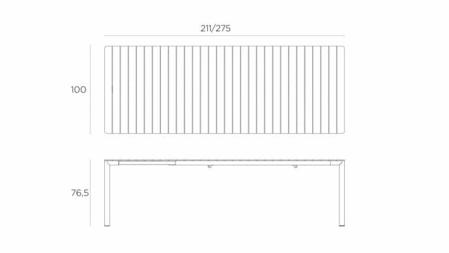 Стол пластиковый раздвижной Tevere 210 антрацит 2110-2750х1000х765 мм