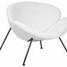 Кресло дизайнерское DOBRIN EMILY, белый (букле) ткань, черное основание