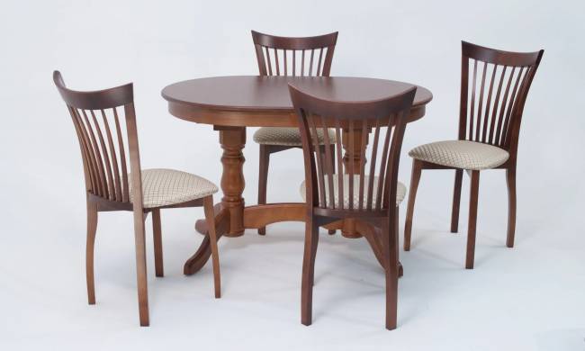 Обеденная группа стол Бизе со стульями Миранда,орех, ромб бежевый