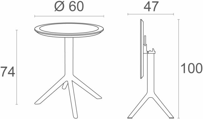 Стол пластиковый складной Sky Folding Table 60 оливковый 600х740 мм