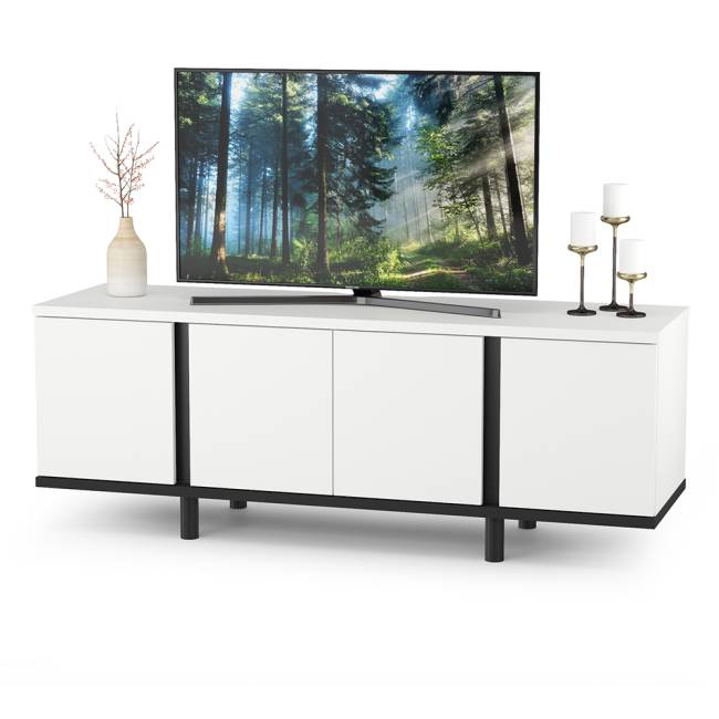 Кровать 1600 с ТВ-тумбой и шкафом с зеркалами Валенсия цвет белый шагрень/чёрный Кровать 1600 с ТВ-тумбой и шкафом с зеркалами Валенсия цвет белый шагрень/чёрный