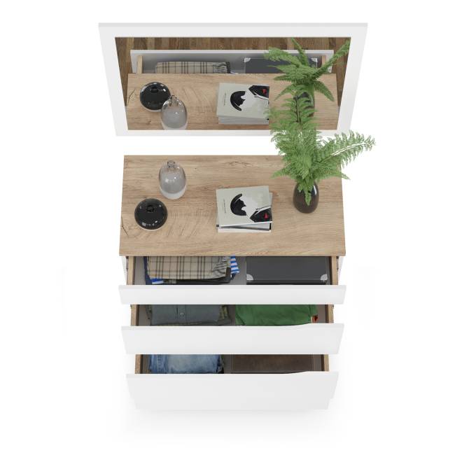 Комод с зеркалом Муссон цвет белый/дуб эндгрейн элегантный