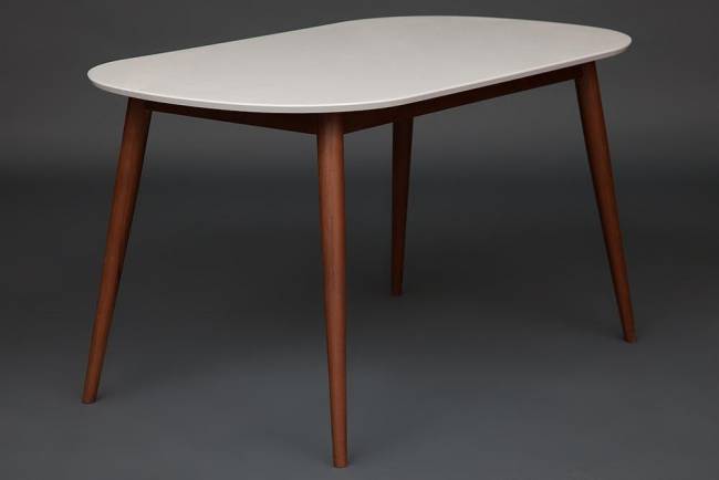 Стол обеденный Макс/Max МДФ/бук, 140х80х75см, белый/коричневый Белый + Коричневый основание бук, столешница мдф