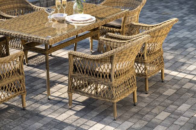 "Амароне" обеденная группа из искусственного ротанга на 6 персон, цвет соломенный "Амароне" обеденная группа из искусственного ротанга на 6 персон, цвет соломенный