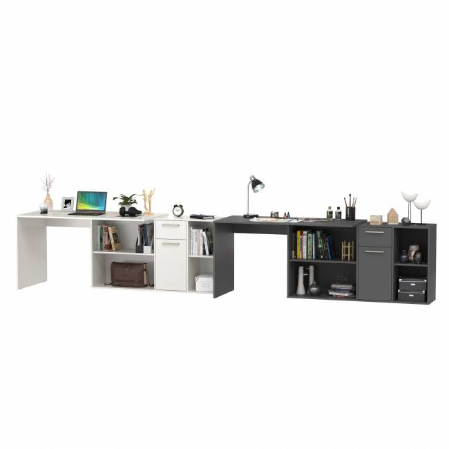 Два письменных стола-трансформера Лайт 03.245 цвет белый шагрень/тёмно-серый