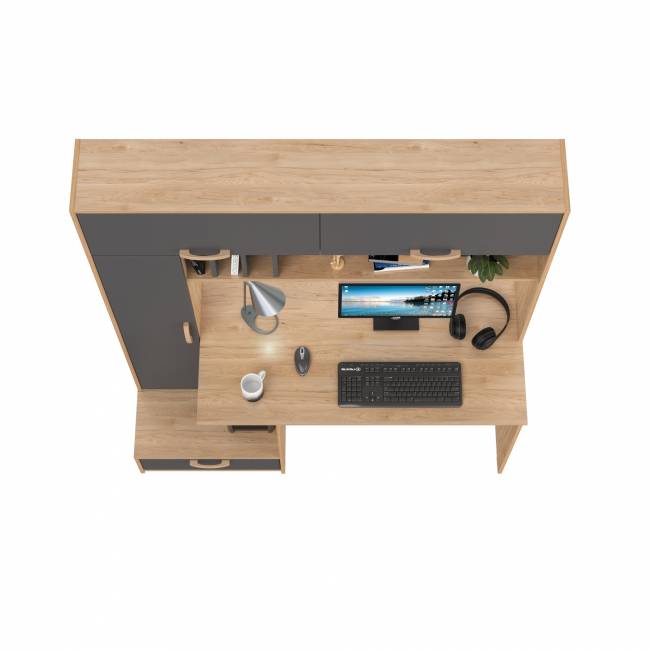 Стол компьютерно-письменный Лайт 03.243Н цвет гикори рокфорд натуральный/тёмно-серый