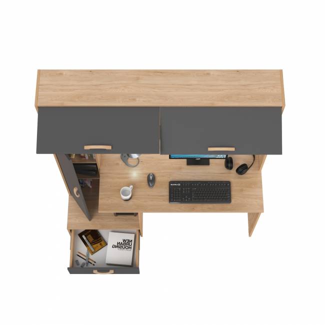 Стол компьютерно-письменный Лайт 03.243Н цвет гикори рокфорд натуральный/тёмно-серый