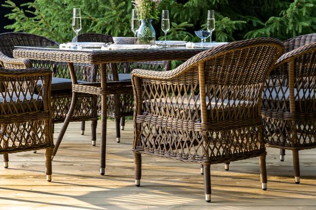 "Амароне" обеденная группа из искусственного ротанга на 6 персон, цвет коричневый "Амароне" обеденная группа из искусственного ротанга на 6 персон, цвет коричневый
