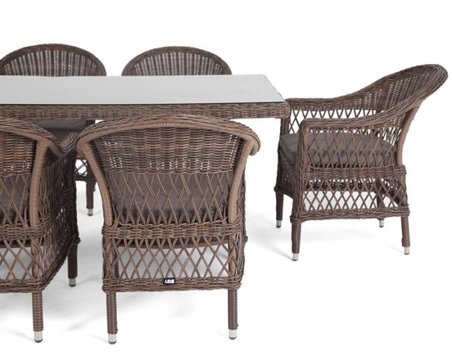 "Амароне" обеденная группа из искусственного ротанга на 6 персон, цвет коричневый "Амароне" обеденная группа из искусственного ротанга на 6 персон, цвет коричневый