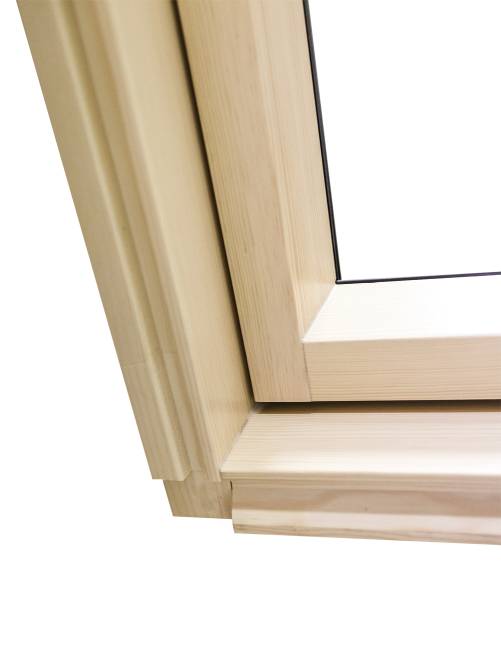 Деревянное мансардное окно FTP-V U4 со среднеповоротным открыванием