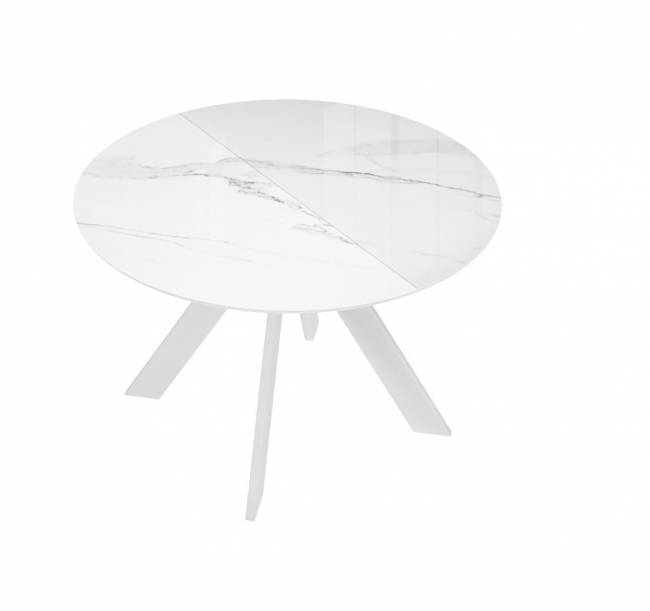 Стол DikLine SFC100 d1000 стекло Оптивайт Белый мрамор/подстолье белое