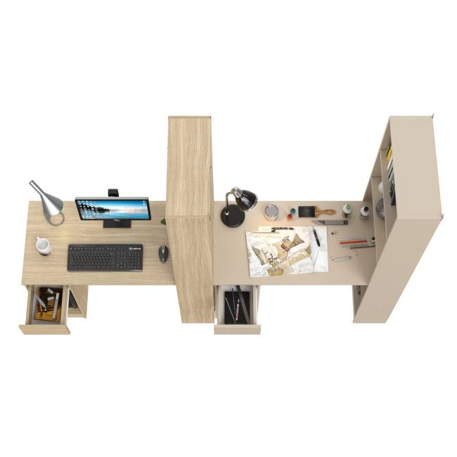 Письменные столы Лайт 10.01 с ящиками и стеллажами цвет плэйн/сатин Письменные столы Лайт 10.01 с ящиками и стеллажами цвет плэйн/сатин