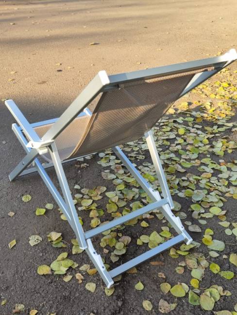 Кресло-шезлонг текстиленовое складное Sdraio серебристый, серо-коричневый 690х1050х1090 мм