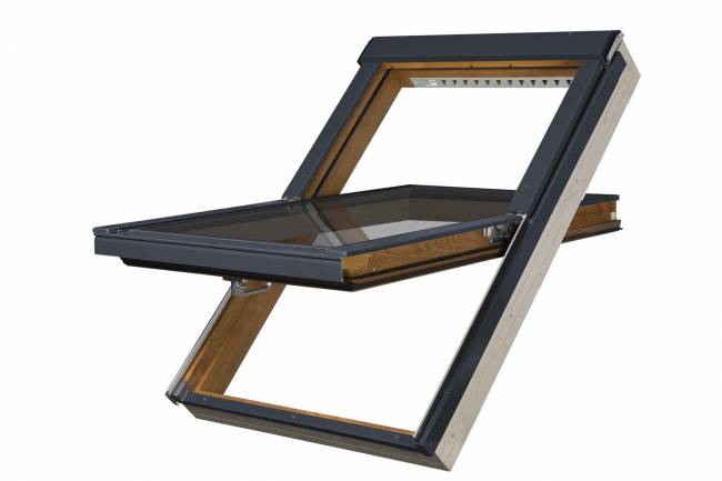 Ламинированное пластиковое мансардное окно PTP-V /GO U3 "Золотой дуб"